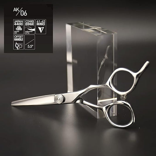 AOLANDUO 5.5-Inch Professional Hair Shears ??Japanese VG10 Steel, True Convex Edge, Semi-Offset Handle, CNC Pivot ??Precision Scissors for Detailing, Layering & Edging