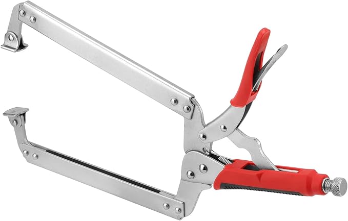 PINGEUI 4 PCS 18 Inch C Clamp Locking Pliers, Heavy Duty C Clamps with Swivel Pads and Rubber Handle Sleeve, Adjustable Welding Woodworking Tools, 7 Inch Max Jaw Opening