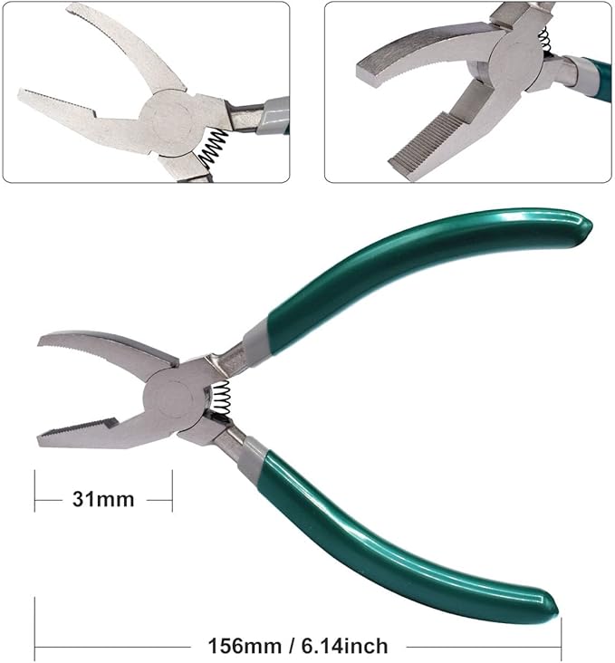 2 Pcs Heavy Duty Glass Cutting Pliers, Glass Running Pliers Tips with Adjustable Screw, Stained Glass Tool, Tile Cutters Tool