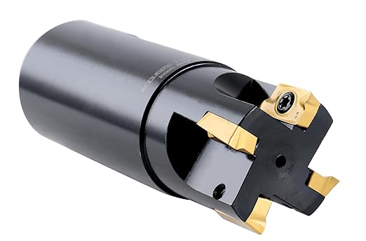 Accusize Industrial Tools 1-1/2" 90째 Square Shoulder Indexable End Mill, 1-1/2" Shank, 4-1/4" OAL, 0.551" ap, 4 Flutes, APKT1604, Carbide Insert, 0056-0924