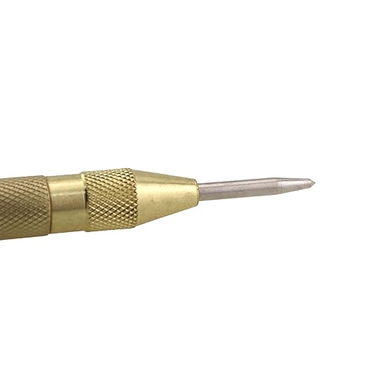 2PCS Automatic Center Punch 5 inch Brass Spring Loaded Center Hole Punch Adjustable Tension Metal or Wooden Hand Tool Window Breaker Safety Escape Tool Gold