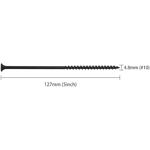 45pcs #10 횞 5 inch High Hardness Drywall Screws, Black, Coarse Thread, Phillips Drive, Bugle Head, Black Wood Screws, Long Screws, Wood and More