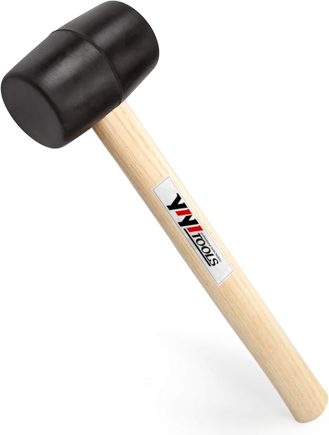 YIYITOOLS YY-2-005 Rubber Mallet Hammer With Wood Handle–8-oz, black