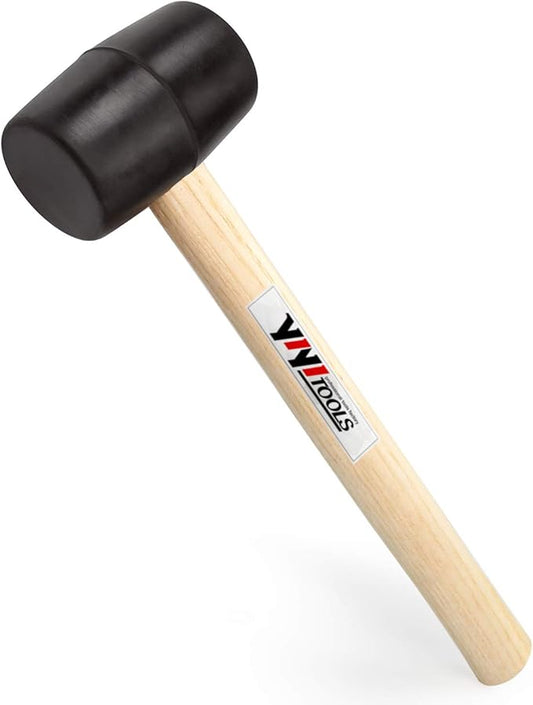 YIYITOOLS YY-2-005 Rubber Mallet Hammer With Wood Handle–8-oz, black