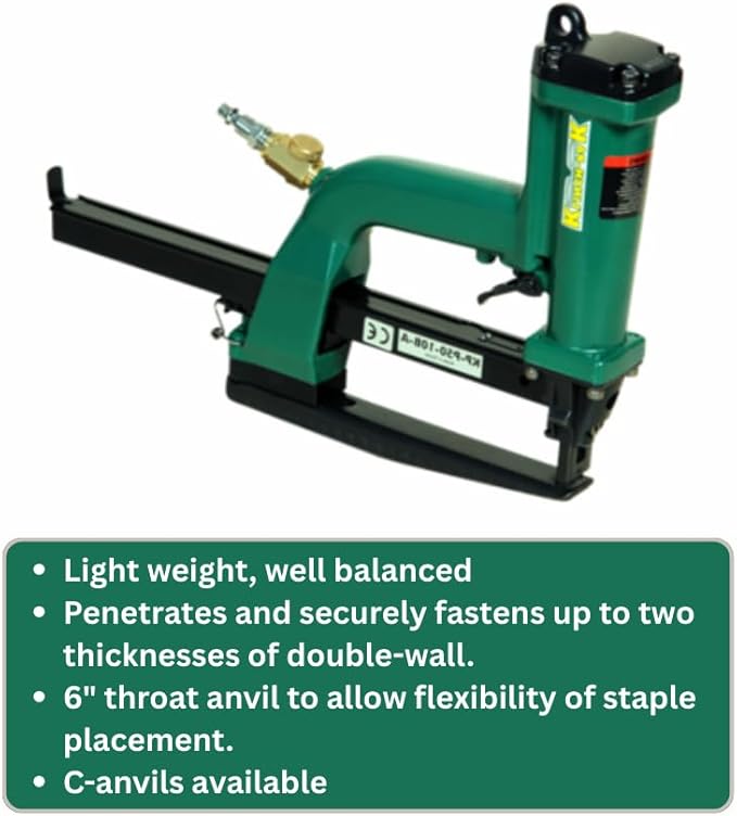 Klinch-Pak KP-P50-10B-A 1/2" Crown Pneumatic Plier Stapler for SB103020 Series Staples with 3/8", 1/2" or 5/8" Leg Staples, Ideal for Trays & Lids, End Caps, Header & Bags, Container Inserts
