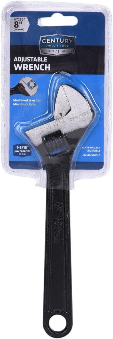 Century Drill & Tool 72624 Adjustable Wrench, 8"