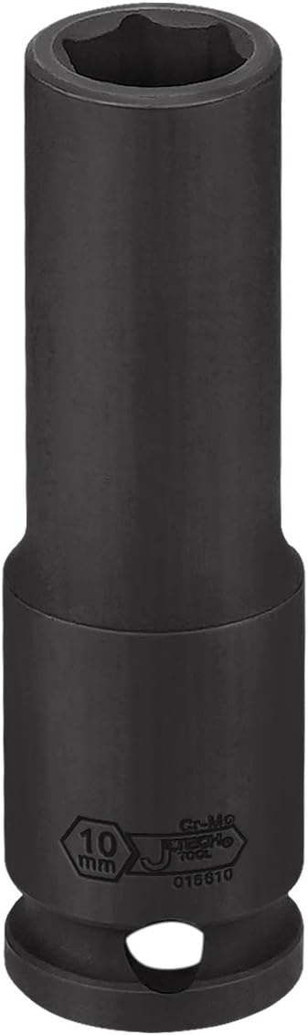 Jetech 3/8-Inch Drive 10mm Deep Impact Socket with 6-Point Design, Heat-Treated Chrome Molybdenum Alloy Steel, Metric