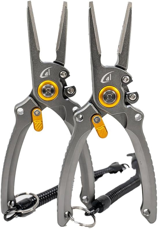 danco 2 Pack Aluminum 7.5??Precision Fishing Pliers with Stainless Steel Jaws, Cuts Braid with Ultra-Sharp Tungsten Carbide Side Cutter, Lockable, with Sheath, perfect for Fresh & Saltwater