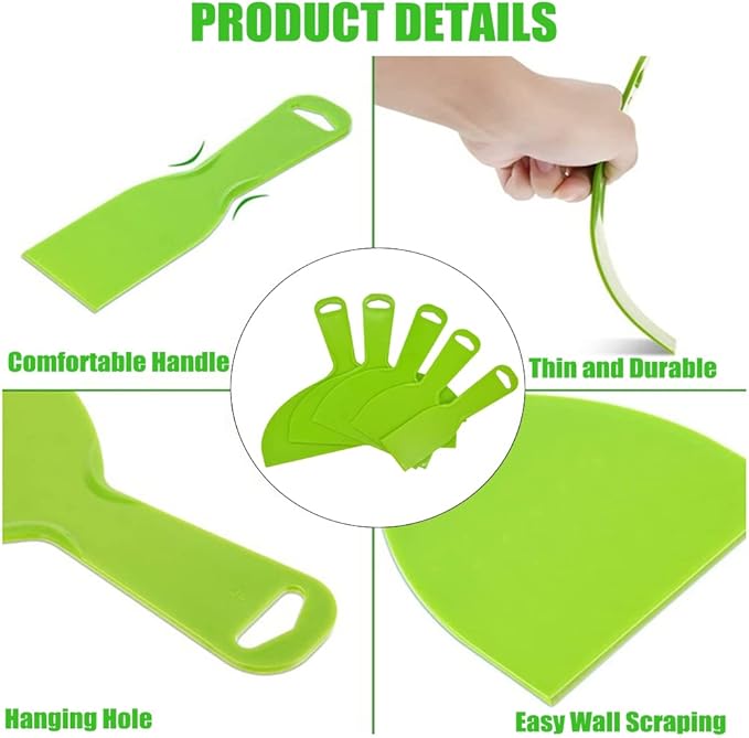 Utoolmart Putty Scraper 6" Plastic Flexible Putty Knives Spreader for Taping Drywall Wall Painting Green 3Pcs