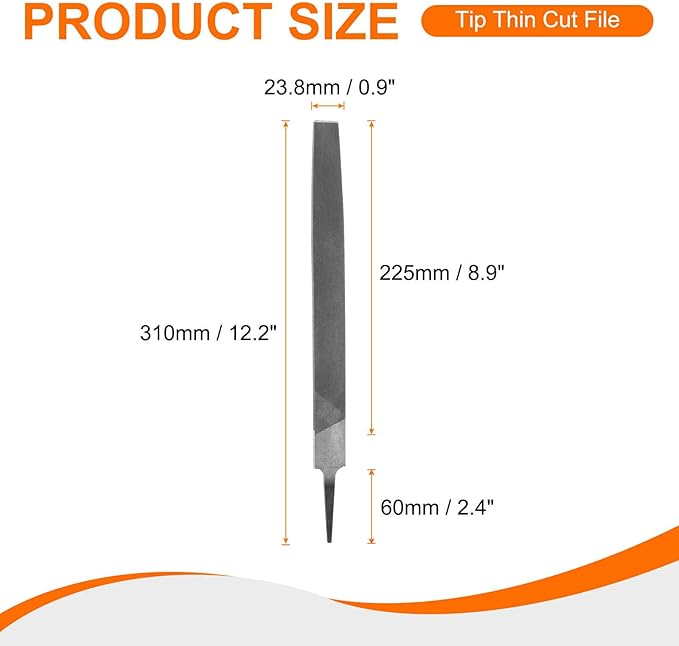 HARFINGTON 2pcs Tip Thin Cut File 10" Double Cut Teeth High Carbon Steel Hand Rasp File without Handle for Metal Wood Deburring Removing