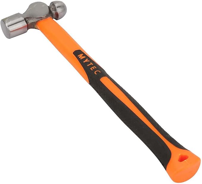 8-oz (1/2lb) Ball Peen Hammer, Rounded Face Steel Head Ball Pein Hammer with 11" (280mm) Fiberglass Handle, Small Rounding Hammers for Household, Industrial, Emergency