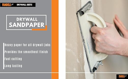 Fandeli | Multi-Purpose Sanding Paper | Grit 80 | 25 Sheets of 4-1/4 in.x 11 in | Perfect for Sanding Drywall | Hand Sanding | Orbital Sanders