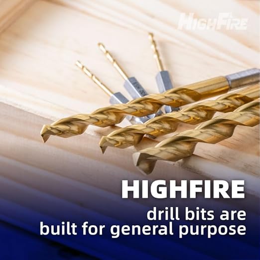 Highfire 6 PCS 3/8 Inch 135 Degrees Split Point Hex Shank Drill Bits, TiN Coated High Speed Steel, Ideal for Steel, Aluminum & More
