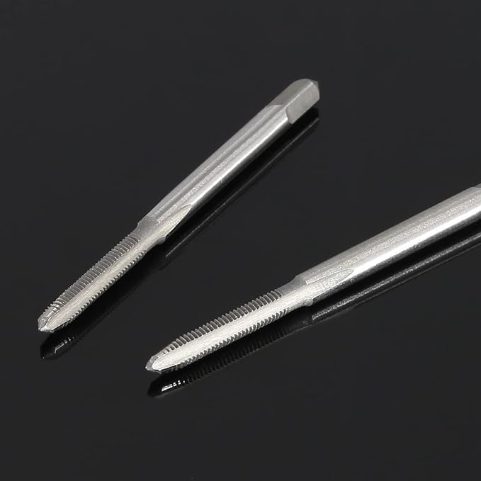 Qjaiune 2pcs M3x0.5 Machine Tap, M3 Metric Thread Tap HSS Thread Tapping Tool, 3 Straight Flutes Thread Milling Taps (M3 x 0.5)