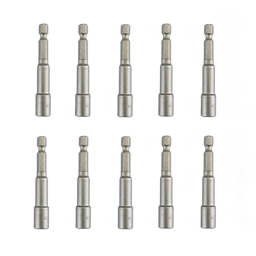 10 PCS 1/4" Hex Shank Magnetic Power Nut Driver Bit Sets, 1/4 inch Quick Change Socket Nut Driver Bit Magnetic,Heavy Duty 1/4 Nut Driver Length 2.5 inche (65mm)