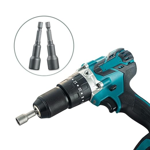 2PCS 10mm Nut Driver, 1/4" Magnetic Impact Driver Bit Set,1/4" Hex Shank Quick-Change Power Nut Driver for Electric Drill