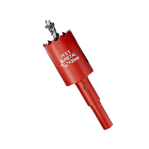 25/32" (20mm) Bi-Metal M42 High Speed Steel Hole Saw with Pilot Drill Bit, Smooth Cutting Edge for PVC, Drywall, Wood, Plastic, Gypsum Board, Rubber, Thin Metal