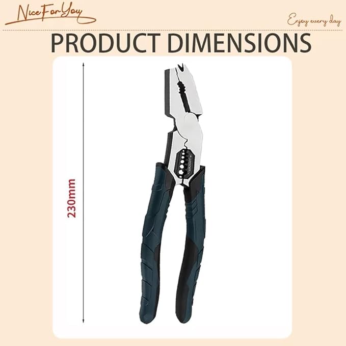 Industrial- Grade Nail Puller & Wire Cutter Tool | Compound Leverage Action Design for Heavy Duty Cutting 9-in-1 Multi-Functional Key Cutting Plierss/Wire Cutter/Stripper