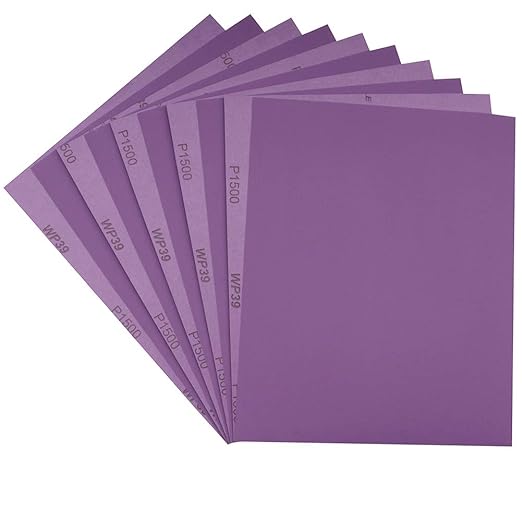 Sandpaper 1500 Grit,Wet Dry Sanding Sheets,High Performance White Fused Alumina Abrasive Sand Paper for Wood Furniture Finishing,Metal Grinding,Automotive Polishing,9 x 11 Inch,10-Pack