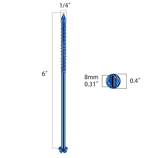 Wensilon(30 PCS) 1/4" * 6" Slotted Hex Concrete Screws Anchor Blue Hexagon Head for Anchoring to Masonry, Block or Brick Stucco