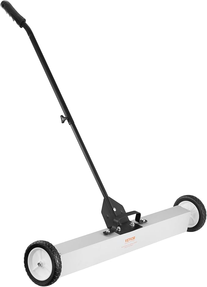 VEVOR 55Lbs Rolling Magnetic Sweeper with Wheels, 36-inch Large Magnet Pickup Lawn Sweeper with Telescoping Handle, Push-Type Magnetic Pick Up Sweeper, Easy Cleanup of Workshop Yard Garage