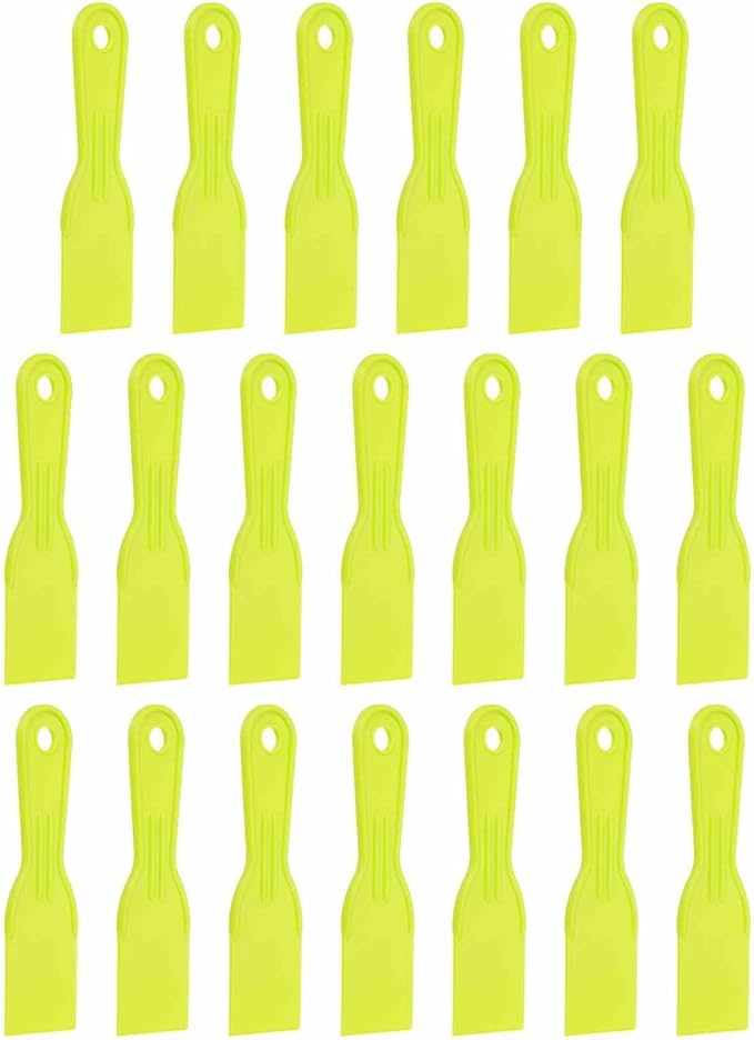 HARFINGTON 20pcs Putty Knife Scraper 2" Width Flexible Plastic Putty Knife Paint Scraper Tool for Taping Drywall Spreading Painting Wall Scratching Yellow