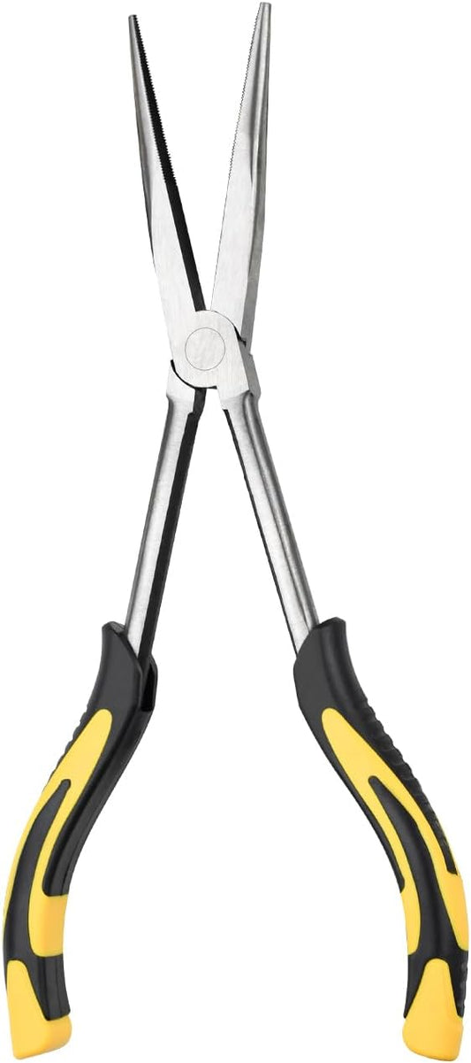 Premium Long Needle Nose Pliers-11?쇺? Paper Clamp Precision, Chromium-Vanadium Steel, Soft Grip with Wire Cutter, Long Nose Cutting Pliers for Home, Fishing, Jewelry, Crafts,1pcs