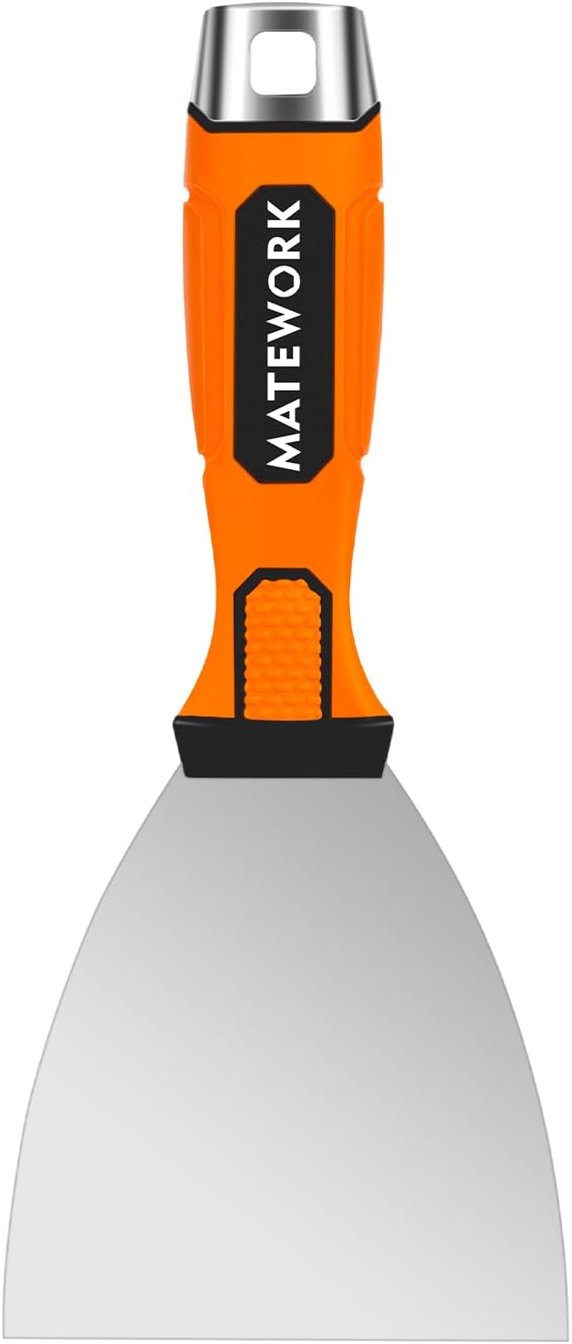 4 Inches Spackle Knife Tools, Putty Scraper, Ergonomic Grip Tapping With Hammer End for Drywall Work