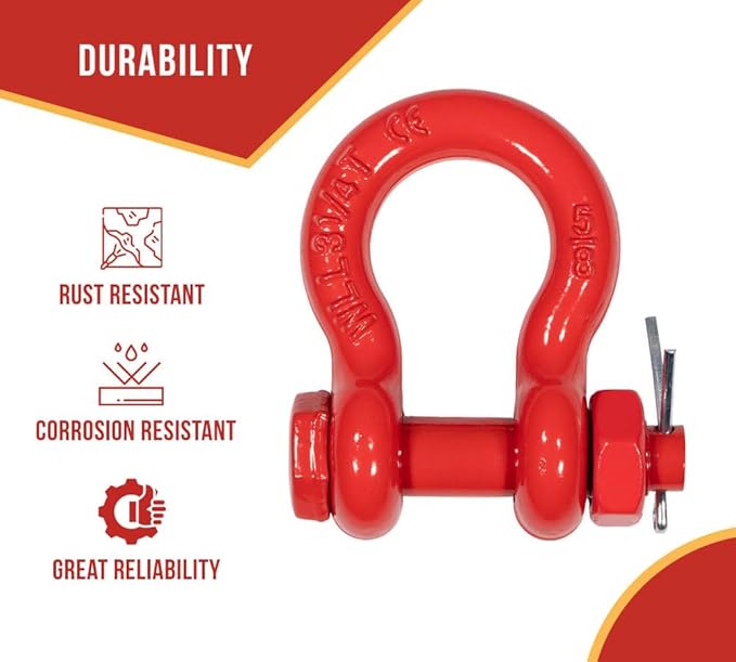 Mytee Products 20 Pack 5/8" Anchor Shackle Forged Carbon Steel w/Safety Screw Pin Load Limit 6,500 lbs, Double Rust Protection Heavy Duty D Ring Bolt Type Shackle for Towing, Rigging