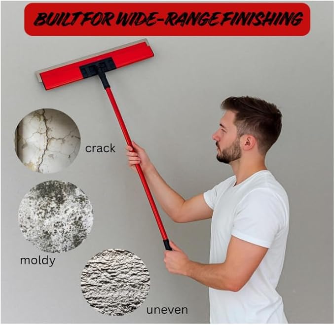 Plonic Drywall Skimming Blade Set with Portable Case, Stainless Steel 10", 14", 24", 32" & 40" Skimming Blades with 40"-84" Extension Handle, Drywall Finishing Tools (40inches)