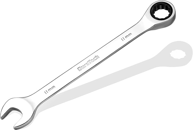 DURATECH 11mm Ratcheting Combination Wrench, Metric, 72-Tooth, 12-Point, CR-V Constructed with Mirror Polish
