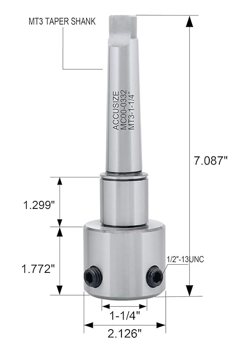 Accusize Industrial Tools Annular Cutter Arbor, Mt3 to 1-1/4'' Weldon Shank for Drill-Use Annular Cutter on Drill Press, Mc00-0332