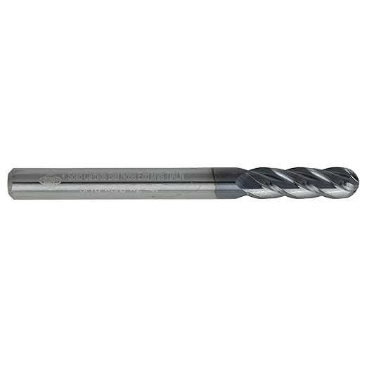 CME 10 pcs Micrograin Carbide End Mills, Ball Nose, TiAlN Coated, 3/16" Mill Diameter, 5/8" Length of Cut, 2" Overall Length, 4 Flute, Center Cutting