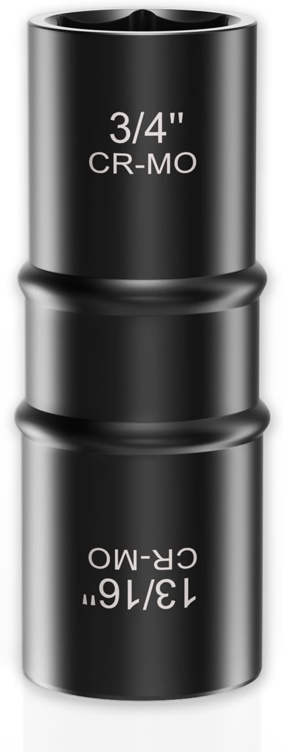 1/2 Inch Drive 3/4" x 13/16" Thin Wall Impact Flip Socket,XEWEA Lug Nut Impact Socket Set Double Ended Thin Wall Nut Sockets CR-MO Twist Removal Tool for Stripped Rusted Bolts