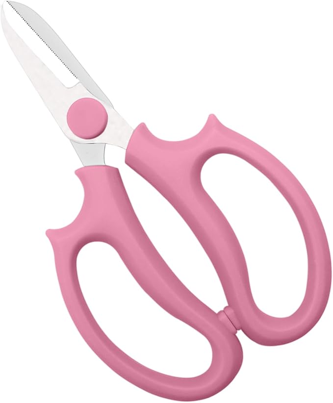 Pink Flower Scissors, Thickened Stainless Steel Floral Pruning Snips ??Sharp Garden Clippers for Fresh Flowers, Flower Arrangement Supplies, DIY Floral Cutting Scissor (1 PCS Pink)