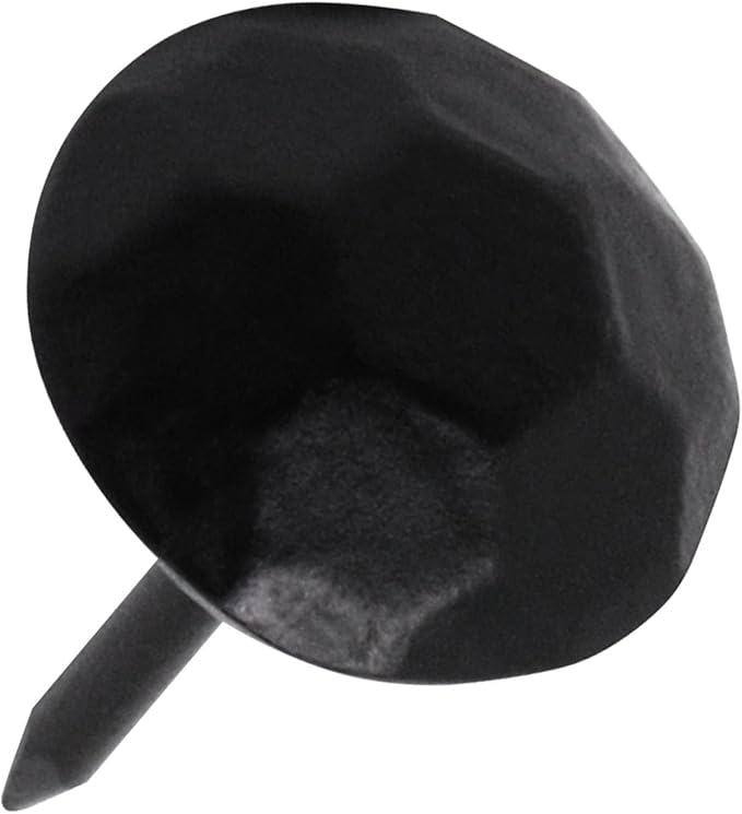 YuGtcen 120pcs Upholstery Tacks, Decorative Nails Thumb Tacks Metal Upholstery Nails for Wood Upholstery Pins Vintage Furniture Tacks Small (11x17mm, Matte Black)