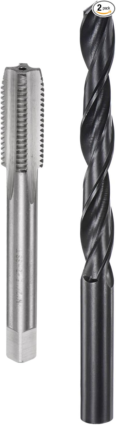 uxcell Metric Tap and Drill Bit Set, M12 x 1.5 Thread Tap & 10.5mm Black Oxide Twist Drill Bit, Straight Flute Tap Tapping Threading Repair Tool Kit