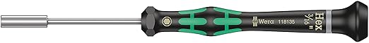 Wera 05118135001 Kraftform Micro 2069 Nutspinner Electronics Precision Screwdriver, 3/16" Head, 60mm Blade Length