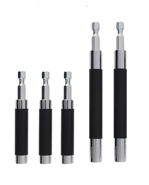 ChgImposs Drill Bit Holder Scalable 5PCS/Set, 3.15"/4.72"(80/120mm) Magnetic Drill Bit Extension, Adjustable Magnetic Screwdriver Bit Holders 1/4" Hex, Drill Extension Bit Holder