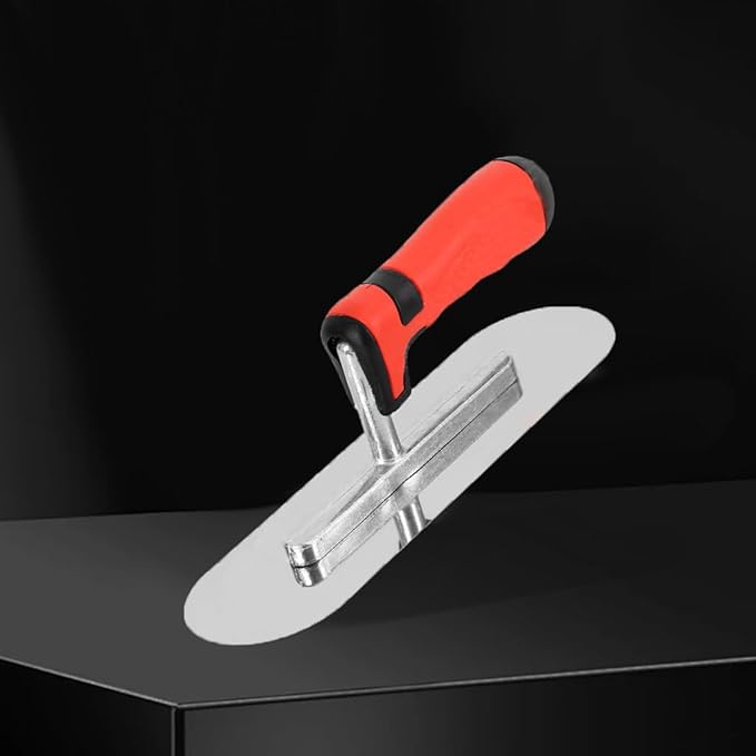 Concrete Tools Stainless Steel Pool Trowel, 11" x 4" Masonry Hand Tool with Soft Grip Handle, Lightweight, Plastering Trowel for Drywall Plastering Construction, Round End (Medium:11"L x 4"W)