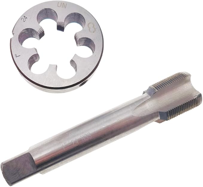 1"-24 UN Tap and Die Set RH Right Hand Tool, 1-24 Thread Tap and 1X24 Round Die Machine Straight Fluted