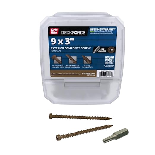 Grip-Rite GRDFCS3ACA5 DeckForce #9 x 3 Nano Coated Composite Deck Screws, Brown, 5lb Box