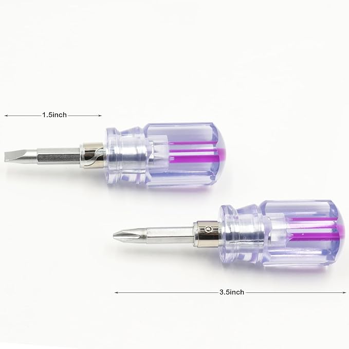 Stubby Screwdriver Short Screwdriver With Phillips Head and Flat Head, Small Magnetic Screwdrivers for DIY Repairing,2 Piece Set