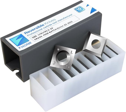14mm Square Straight Carbide Cutters, for Woodturning Replacement Cutter Knives, Fits Spiral, Helical Planer Cutter, Wood Lathe Turning Tool, 10-Piece (14x14x2.0-35째)