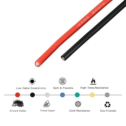 BNTECHGO 14 Gauge Silicone Wire Spool red and Black Each 40ft Flexible 14 AWG Stranded Tinned Copper Wire