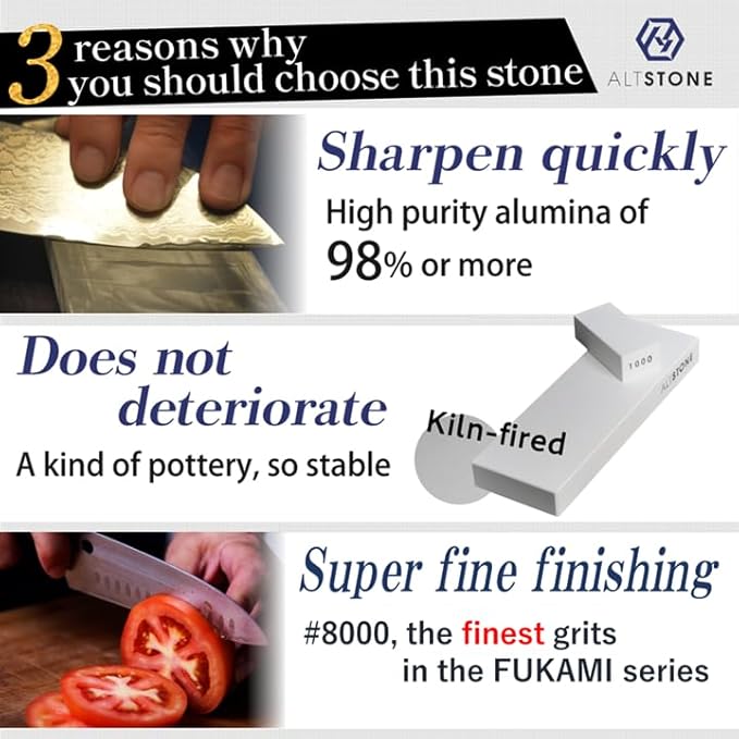 Whetstone Sharpening stone Fine 3000 and Super finishing 8000 w/Nagura, 7.1" x 2.4" x 0.8" (Pro Power. Perfectly Compact for home use), Made in Japan (#3000/#8000)