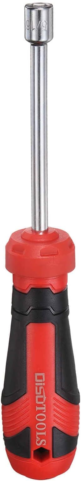 HARFINGTON SAE Nut Driver 5/16" CR-V Non-Magnetic Tip Hollow Shafts Hex Socket Screwdriver with Anti-Slip Handle for Automobile Repair Bit Driver