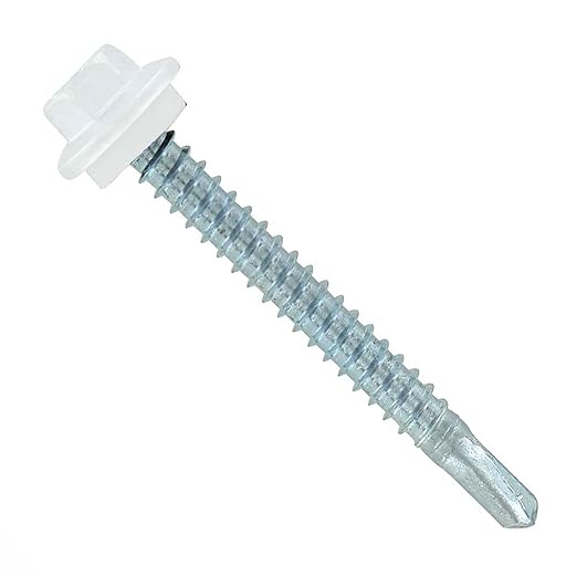 Fasteners Plus ST Fastening Maxx SteelBinder Metal to Metal #12 x 2 Bright White Screws with EPDM Rubber Washer, 250-Count - Designed for Roofing and Siding Panels