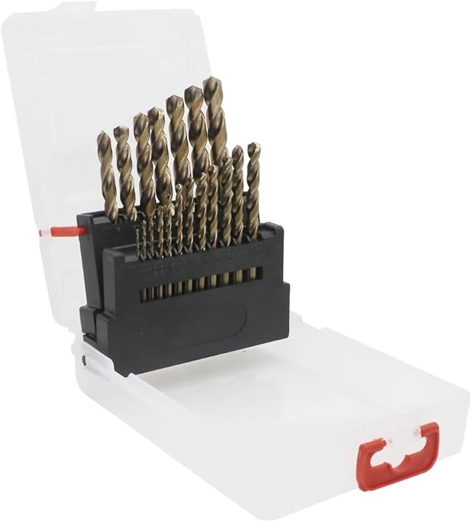 Metric Cobalt Drill Bits 1-10mm 19PCS, M35 high Speed Steel, high Hardness Straight Shank Drill, Mechanical or Hand Drill for Drilling, Suitable for Stainless Steel, Iron, Copper and Aluminum.