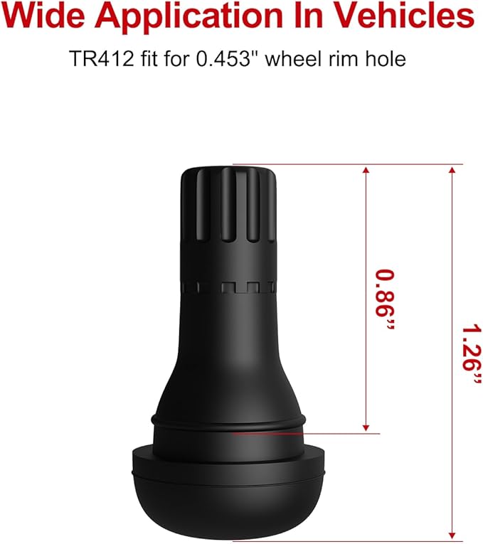 SUNSOUL TR412 5pcs Brass Stem EPDM Rubber Snap-in Short Tire Valve Stem for 0.453 Inch 11.5mm Rim Holes